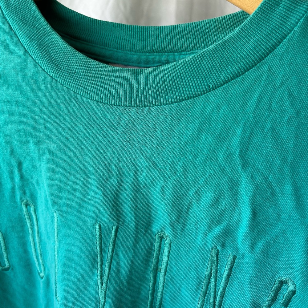 Vintage 90’s Basic Teal Single Stitch “Solvang” S… - image 4